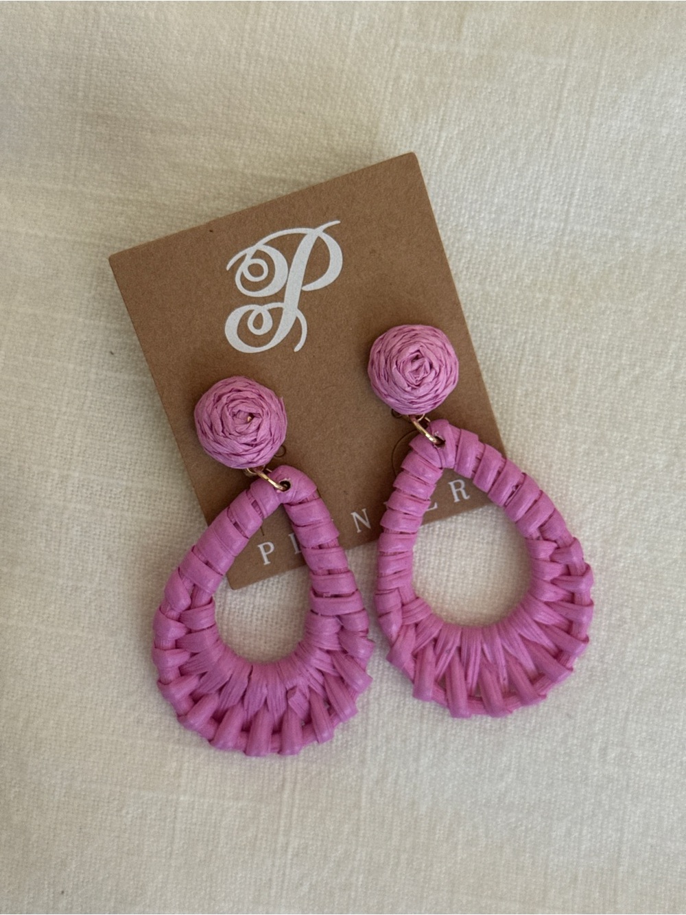 Kendra Lavender Rattan Teardrop Dangle Earrings